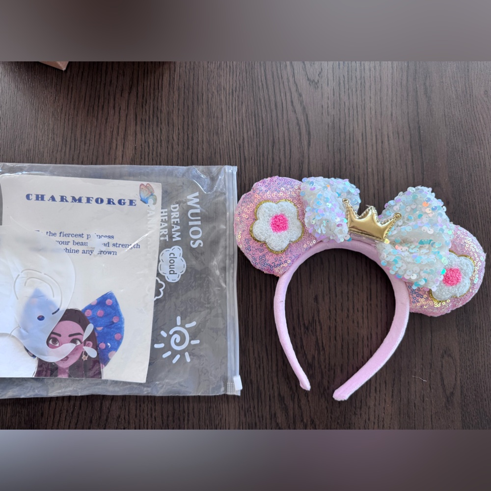 BRAND NEW Pink and Gold Sequin Kids Mickey Mouse Headband
